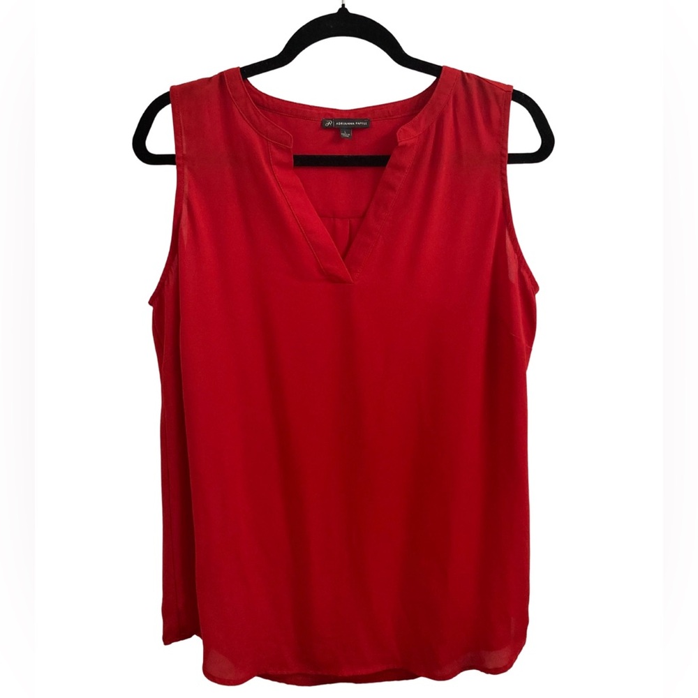 Adrianna Papell Red Sleeveless Blouse Size L